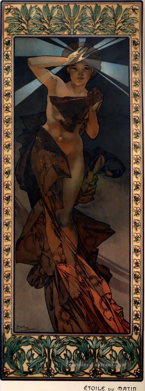 Morning Star 1902 litho Art Nouveau tchèque Alphonse Mucha Peintures à l'huile